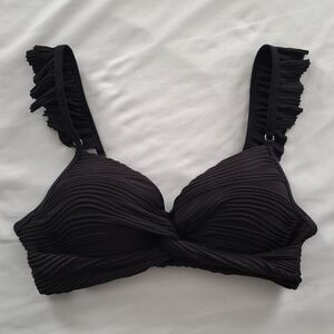 Black Ruffle Bikini Swim Top